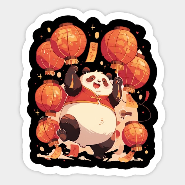 Panda Japanese Lantern Festival - Panda Bear Japanese Sticker by Anassein.os